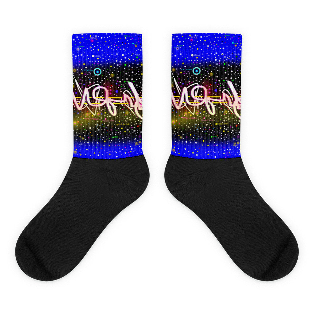 Space Funk Abstract Black foot socks