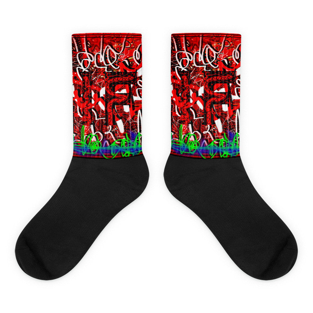 Abstract Black foot socks